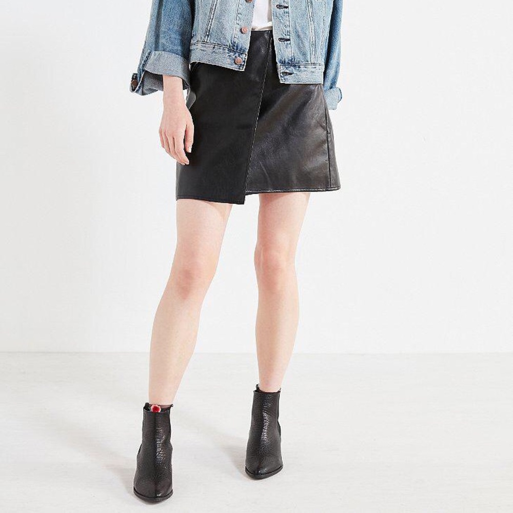NWOT - Genuine Leather Wrap Mini Skirt